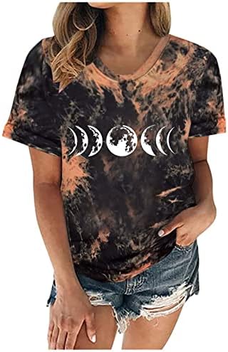 Дамски Потник, Тениска с Принтом на Слънцето и Луната, 2023, през Цялата Деколте, Къс Ръкав, Графични Тениски, Ежедневни