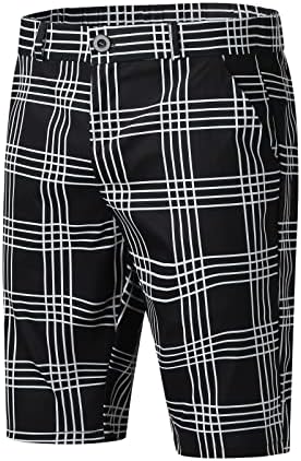 Мъжки къси Панталони за голф в клетка с Шарките на Нормалната засаждане на Летни къси Панталони за мъже, Мъжки къси Панталони