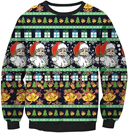 Блузи за Мъже Висок Размер Есен Коледа Дигитален Печат Кръгъл Отвор Пуловер с Дълъг Ръкав Hoody Качулки