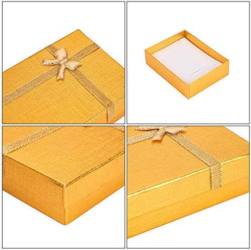 BENECREAT 12 Опаковки Златни Подарък Кутии От крафт картон За Бижута, Колиета, Кутия за Пръстените 3,5x2,5x1 с Панделки