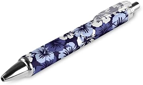 Синя Хавайска Химикалка Писалка с Цветен Модел на Хибискус, Синьо Мастило, Прибиращи Химикалки, Работна Дръжка за Мъже