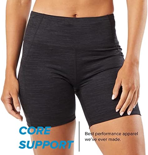KORSA Hypnotic Compression 6 Short 2.0 за жени с джобове | Влагоотводящие, с висока талия и поддръжка на Кора | за джогинг, йога и фитнес зала | Черен Spacedye, X-Small
