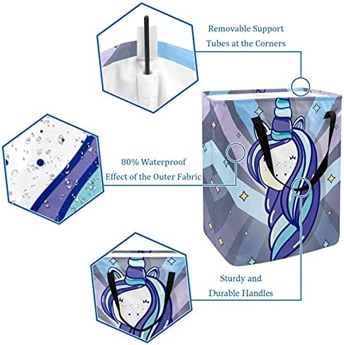 Красиви Кошници за бельо с Единорогом за Момичета, Водоустойчив Сгъваема Кошница за Дрехи с Дръжки за Детската Стая в