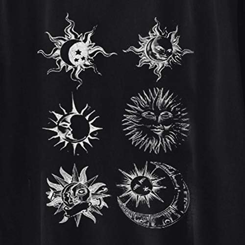 Follure, Реколта Извънгабаритни Тениски с графичен Дизайн за жени, Y2K, Тениски с изображение на Слънцето и Луната, Провиснал