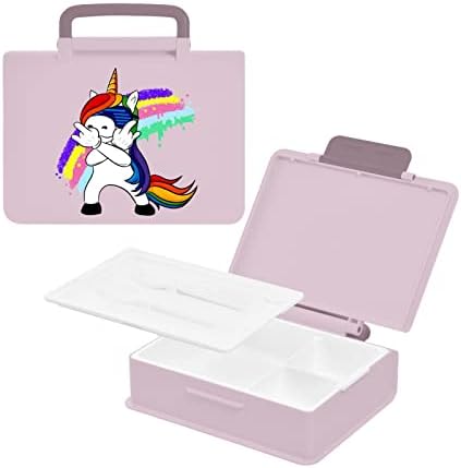 Кутия за обяд ALAZA Unicorn Rock Rainbow Bento, Херметични Контейнери за обяд, които не съдържат BPA, с вилица и лъжица,
