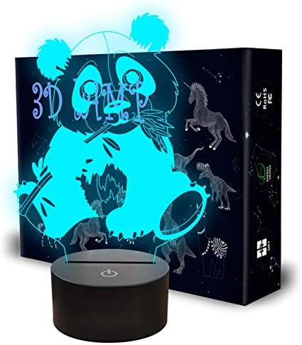 3D нощна светлина под формата на панда в формата на миди, Лампа за оптични илюзии, 7 Цвята, Променящите се с помощта на Smart Touch и USB-кабел, Подаръци с Гигантски Пандой за