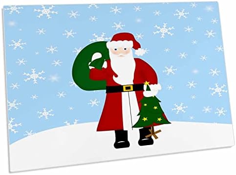3dRose PS Коледа - Дядо коледа с Дърво и чанта Коледен Арт - Подложка за работния плот (dpd-130618-1)