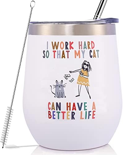 Подарък за рожден Ден, Коледа, Нова година, за любителите на котки-Аз усърдно работя, за моята котка Е най-добрата живот-Чаша Crazy Cat Lady-Котешка чаша-Подаръци за любите?