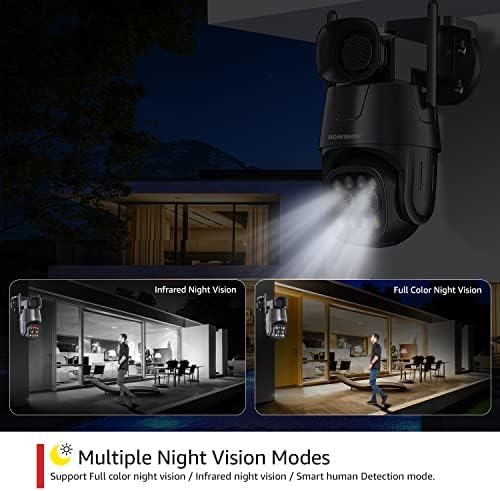Камери за сигурност BOAVISION 2K Безжични Външни преглед на 360 °, Двухобъективная PTZ WiFi IP Камера дома за Сигурност, Външен, Изкуствен Интелект, Проследяване на лице, с 8-Кра