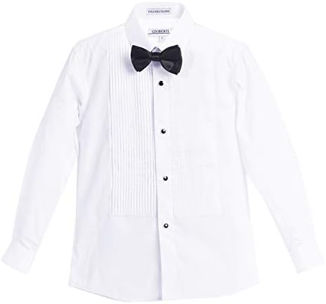 Бяла риза-смокинг Gioberti Boy ' s с папийонка и метални нитове
