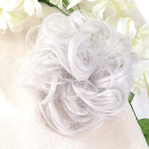 Комплект за удължаване на косата LEORX, 2 бр., сив синтетични перука, къдрава перука, завязки за коса за жени