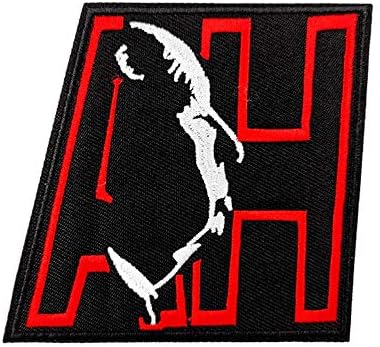 Сладък нашивка с логото на лицето на Алфред Хичкок 3,35 инча, бродирани желязо и пришитая до нашивке на Ужасите