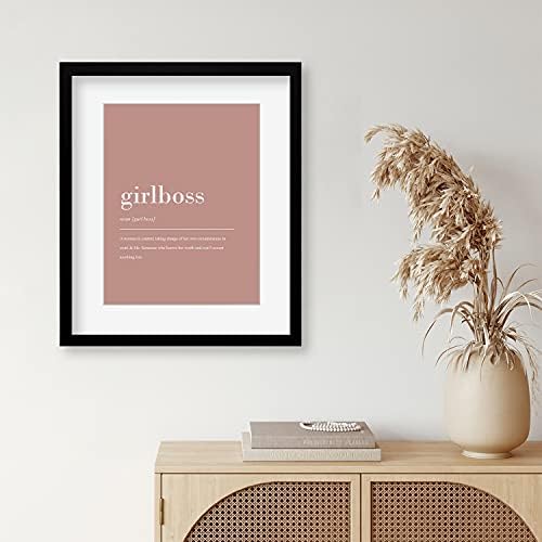 Girlboss Definition - Принт Плакат за декора на стените - Съвременни Мотивационни изложба на Изобразителното изкуство (Розово злато, без рамка)