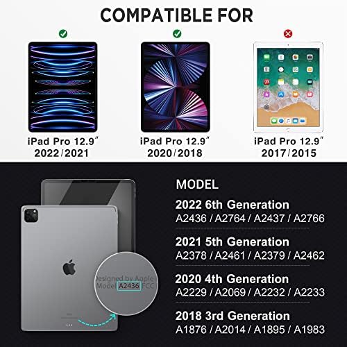 Калъф KingBlanc за iPad Pro 12,9 см 6th /5th/4th/3rd 2022/2021/2020/2018 и HD Clear [Инсталиране на 1 докосване] Защитно