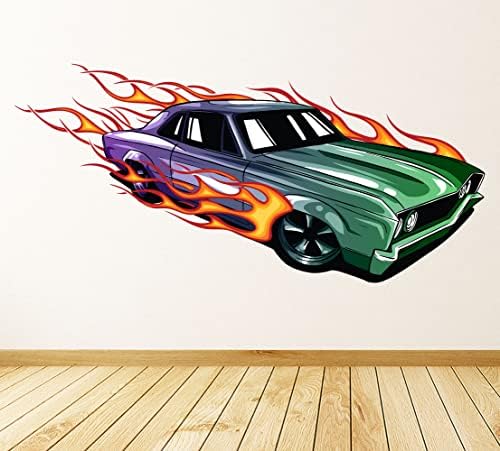 Автомобилна Стикер На Стената На Състезателен Автомобил Пламък Стенен Декор Изкуството На Състезателните Автомобили Детска