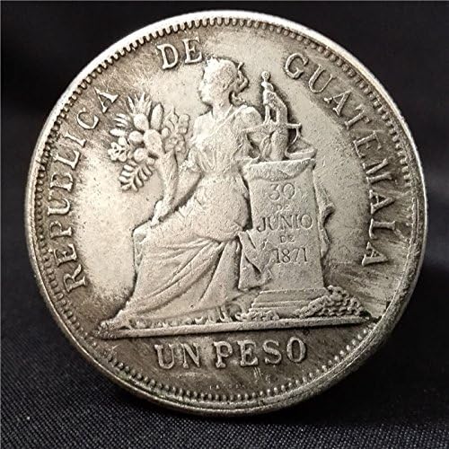 Гватемала 1894 Голям Сребърен Долар Голяма Сребърна Монета от Династията Цин Кръгла Сребърна Монета Медал Събиране на
