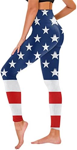 На 4 юли Гамаши за Жени с Флага на САЩ, Гамаши за Йога с Висока Талия, Ултра Меки Еластични и Удобни Спортни Панталони