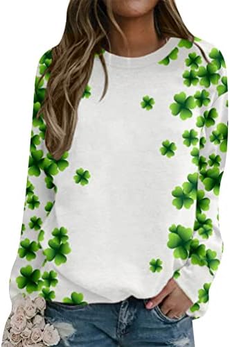 OMZIN Женски Ирландски Пуловер с кръгло деколте, Hoody с ръкав Raglan Ден на Пати, Скок с Принтом Централи и Детелина