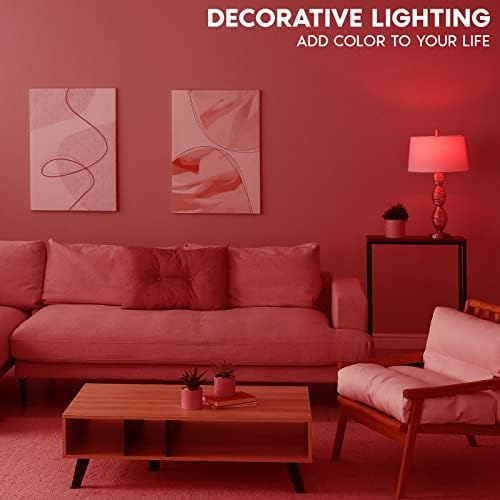 Led лампи с нажежаема жичка LUXRITE E12 Червен цвят, 4,5 W (Еквивалент на 40 Вата), Свещници от цветно стъкло, в Списъка