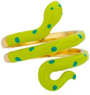 LOYJOY Цветни Капающие Масло Реколта Отворен Пръстен в Стил пънк 2022, Трендови Златни Пръстени във формата на Змия В