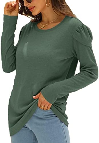 Дамски Тениски С кръгло Деколте и Дълги ръкави във формата на Есенни Листа, Ежедневни Блузи, Потници