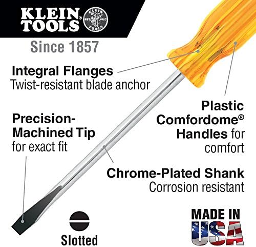Klein Tools A316-4 Отвертка с плоска глава 3/16 инча с Корпусным фитил, 4-Инчов кръгла опашка и удобна дръжка