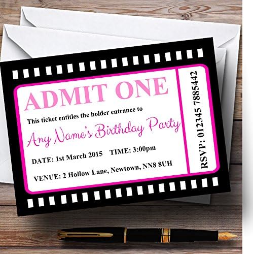 Билети за кино Розови Персонални Покани На парти по случай рождения Ден