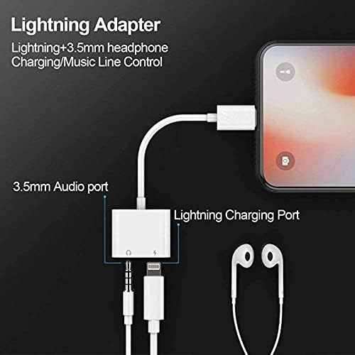 2 Опаковки-[Сертифициран от Apple Пфи] Адаптер за слушалки на iPhone, Зарядно Устройство за ключ AUX Audio Светкавица + Адаптер с конектор 3.5 мм, който е Съвместим с iPhone 7/8 / X / XS /