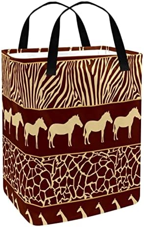 Африкански Животни с Принтом Кожа, Сгъваема Кошница за дрехи, 60Л Водоустойчив Кошници за Бельо, Кошница за Пране на