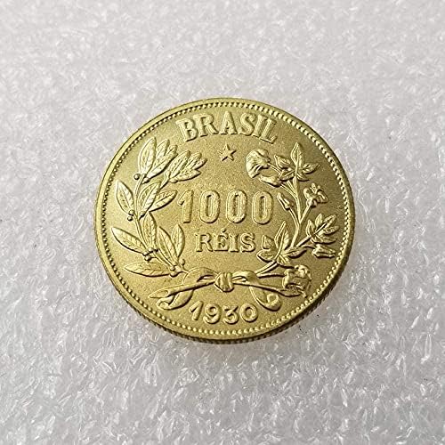 Старинни Занаяти 1930 Бразилия 1000РИС Медни Антични Монети Мемориал Колекция CoinCoin Възпоменателна Монета
