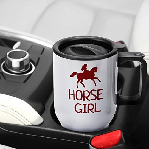 Кафеена Чаша За Пътуване Horse Момиче от Неръждаема Стомана с Вакуумна Изолация с Капак и дръжка