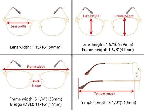 Очила за четене в метална рамка в ретро стил с пружинным тръба на шарнирна връзка от 4 дисциплини за жени
