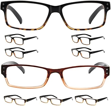Eyekepper Спестете 10% на 5 опаковки класически очила за четене в черепаховой рамки в черен цвят за мъжете и 4 опаковки двухцветных очила за четене в кафява рамка +1,50