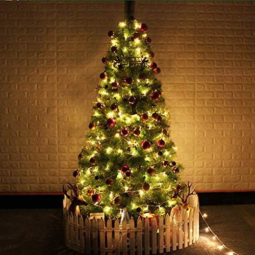 Изкуствена Коледна Елха DULPLAY с предварителна Подсветка, Предварително Украсена с Монтирани led Крушки и метална Поставка,