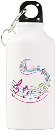 Цветна Музикална Нота Лека Алуминиева Спортна Бутилка За Вода, Без BPA С Брелоком И Винт на Капака 600 мл