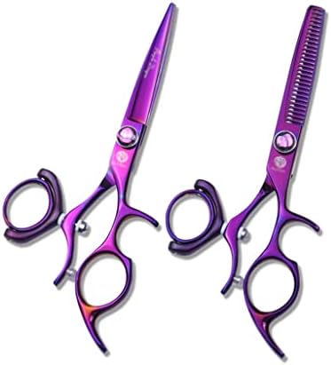 CXDTBH 6-инчов ярко лилаво, плаващи под ножици, ножици за палеца въртящи фризьорски ножици фризьорски салон, плаващи под ножици