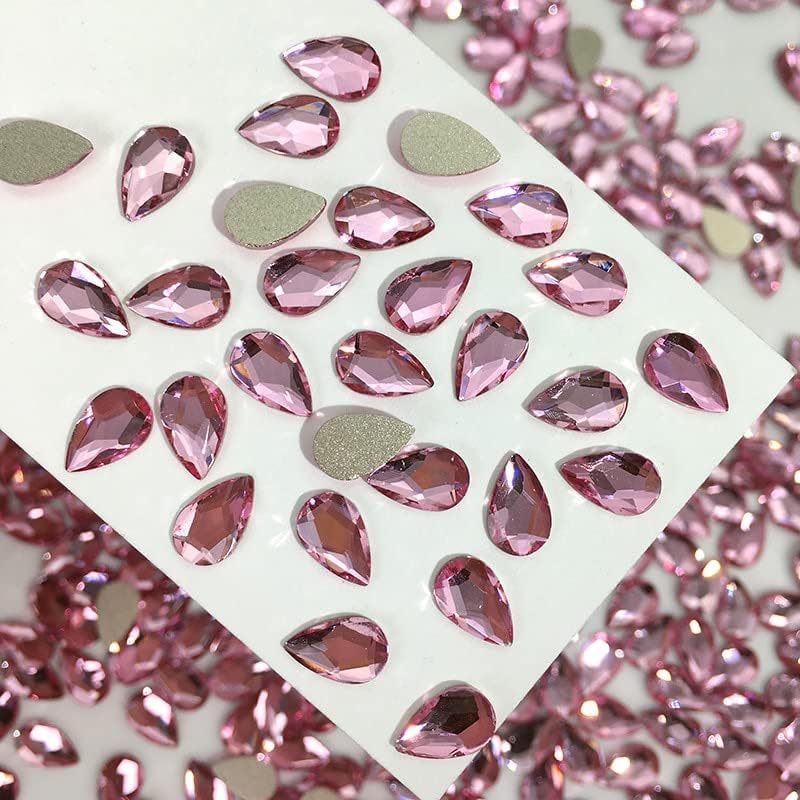 100шт Дизайн нокти Розови Стъклени Нюанси за направи си САМ Модни Изделия за Нокти, Лъскава Розова Серия на Скъпоценен Камък за декор на ноктите Многоформный - (Цвят: