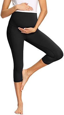 AMPOSH Дамски Панталони За Йога Капри за Бременни с Висока Талия, Ощущающие себе си Голи, Меки Спортни Спортни Гамаши