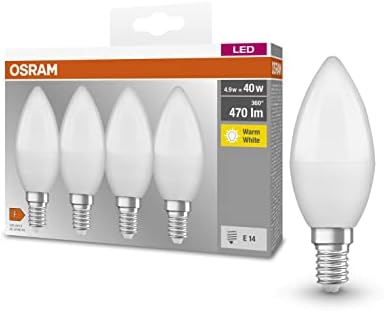 Led лампа Osram Свещ Shape Base Classic B, Пластмаса, Топло бяло, E14, 5,7 W, Комплект от 4
