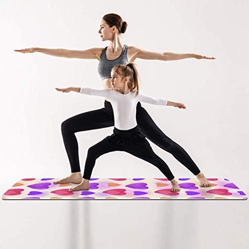 Дебел нескользящий килимче за йога Unicey за физически упражнения и Фитнес, 1/4 с Акварельным принтом Love Background за практикуване на Йога, Пилатес и фитнес на пода (61x183 см)
