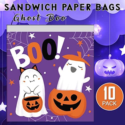Творческа Трансформация на 20 Найлонови Торбички за сандвичи джоб на Хелоуин - 10 Пакетчета за сладкиши и 10 Цветни торбички с Размер 7 x 6,5 - Комплект за детско вечеря, л