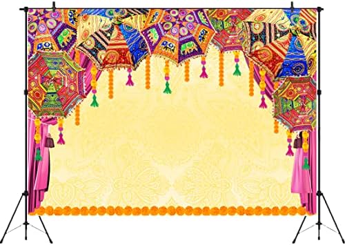 Апертура Ресни Индийски Традиционен Сватбен Фон 7x5 фута Оранжево Цвете Невен Хиндуистки Сватбена Завеса Фон За Снимки