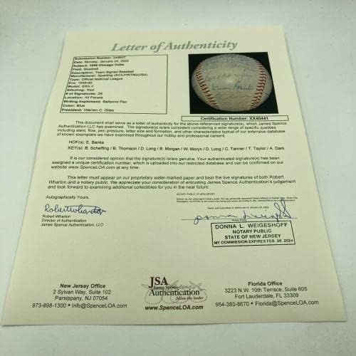 1958 Екипът на Къбс Подписа договор с Ърни Бэнксом от Националната лига бейзбол JSA COA - Бейзболни топки с автографи