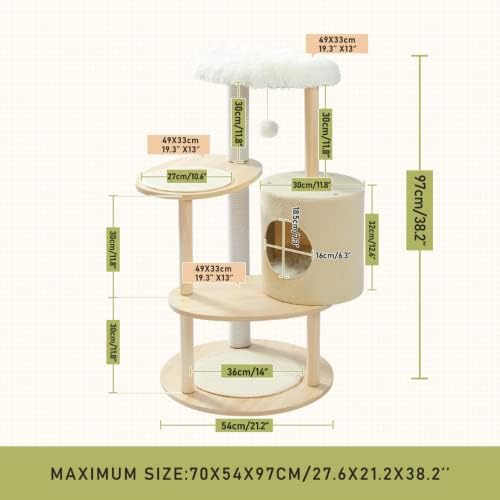 Модерни Мебели-Кула от Котешки Дърво с Дървена Когтеточкой Мулти-платформа за Скокове с Апартамент и Удобен Насестом