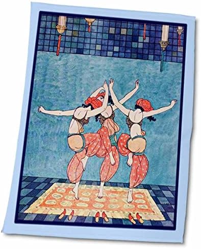Кърпи 3dRose Florene в стил арт деко и нуво - Джордж Barbier 3 Танцуващи Дами (twl-44898-1)