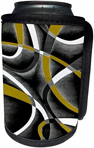 3дРоза Осемдесетте Горчично-жълто, Бяло и сиво, с изображение на кривата линия. - Опаковки за бутилки-охладители (cc-362593-1)