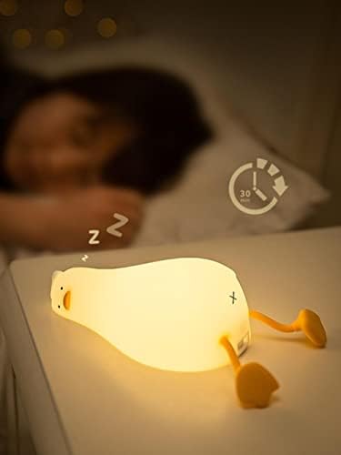 JUCHENG Duck Nightlights Led нощна светлина Пате Акумулаторна Лампа Карикатура Силиконова Детска Спалня Декорация, Подарък