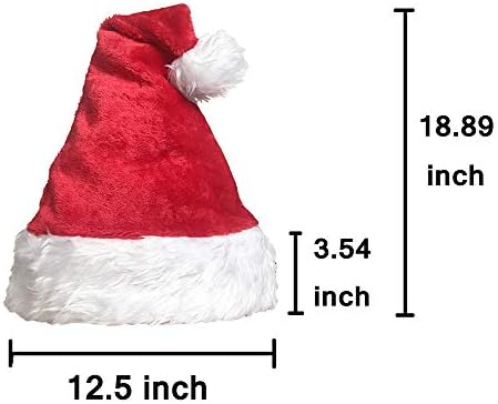 COOLJOY 6 Опаковки, Плюшени шапки на дядо коледа, Традиционното Червено-Бял Плюшен Коледна Шапка на дядо коледа за Коледно парти, Възрастен размер