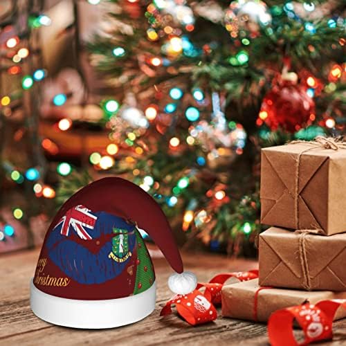 Устни с флага на Британските Вирджински острови, забавна плюшен шапка на Дядо Коледа за възрастни, Коледна шапка за жени и мъже, празнична коледна шапка