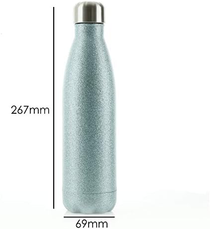 Индивидуална бутилка за вода Hairyworm, не съдържа BPA, 500 мл, Синя Лъскава Колба от неръждаема Стомана за приготвяне